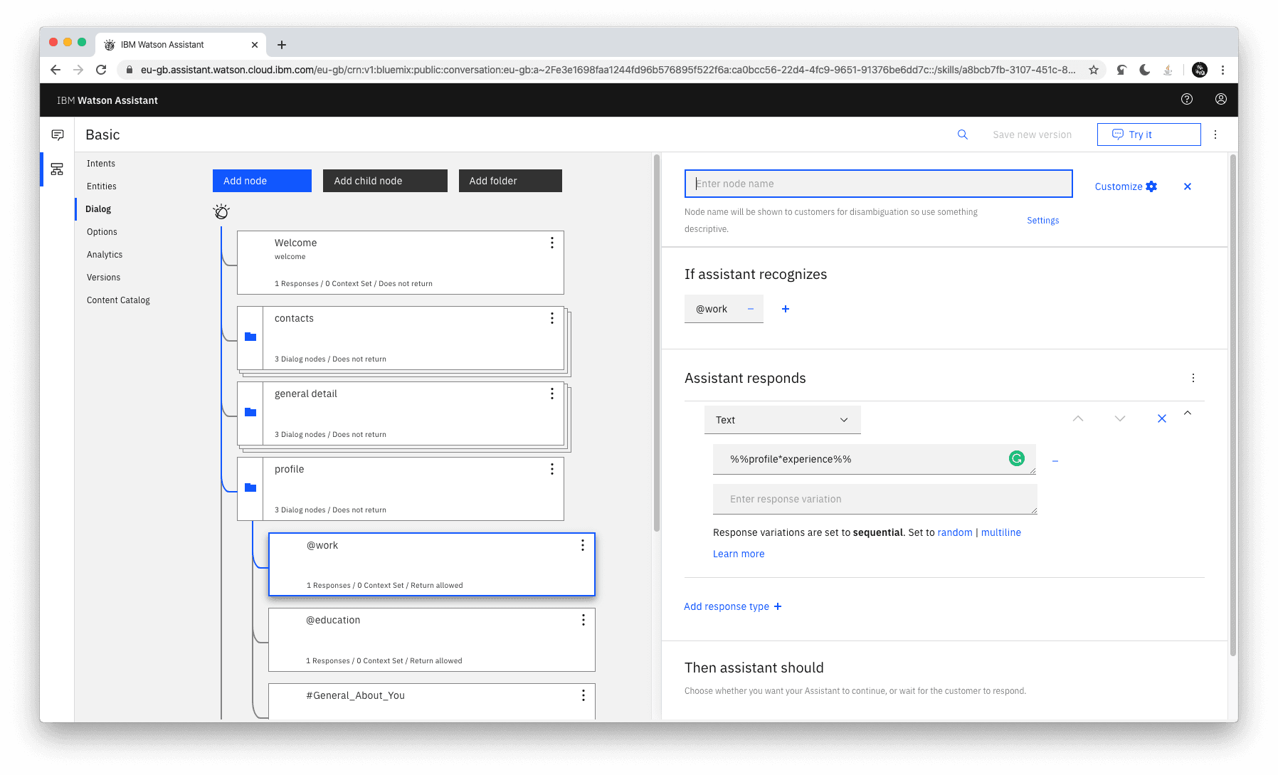 Watson chatbot data integration